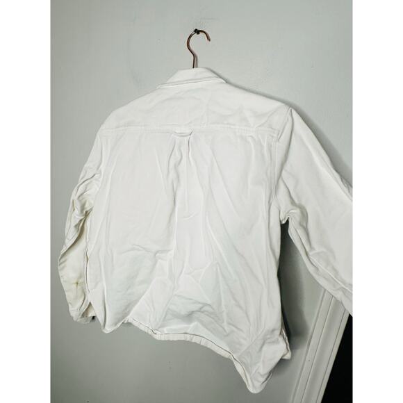 SILK LAUNDRY Off-White 100% Organic Cotton Long Sleeve Front Button Jacket L - Picture 5 of 16